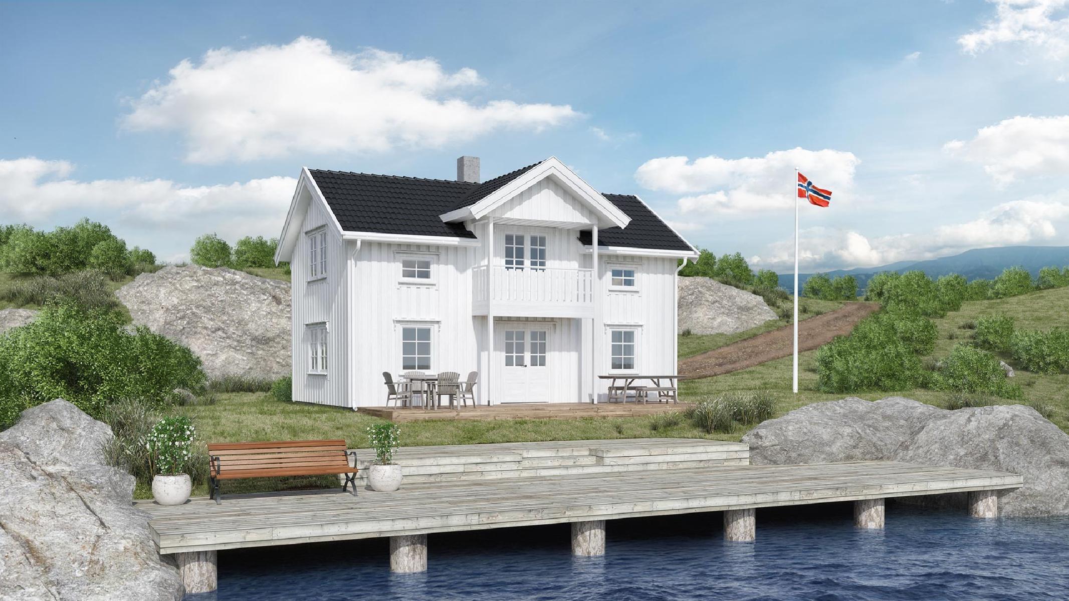 Gaulin Bygg as jobber mye langs Østfoldkysten i Halden og Sarpsborg med rehabilitering og nybygg av hytter. Bildet viser Hyttemodellen "Stamsund" fra Idéhus, som er Gaulin Bygg as samarbeidspartner.